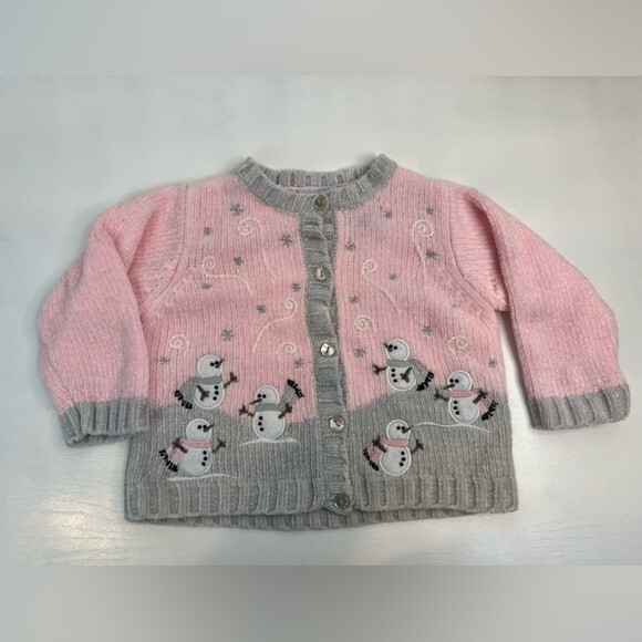 First Moments Snowman Baby Girl Sweater Soft 6-9 months - Picture 1 of 6